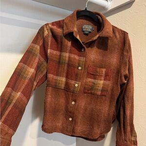 Pendleton Women's Centennial Wool Button Down Shirt Red Mix Multi Ombré Size S